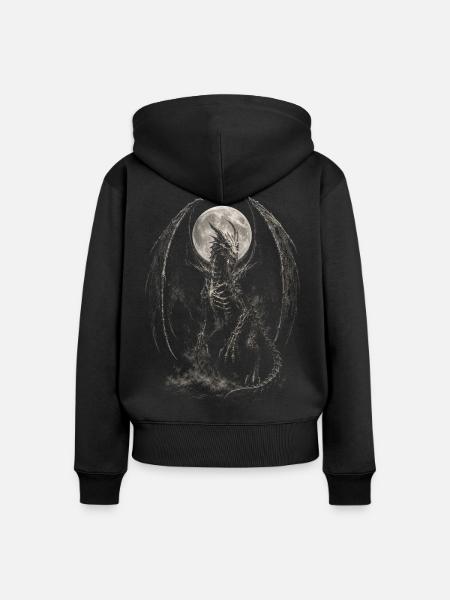 Skelett Drache Fantasy - Frauen Premium Bio Zip Hoodie - Schwarz