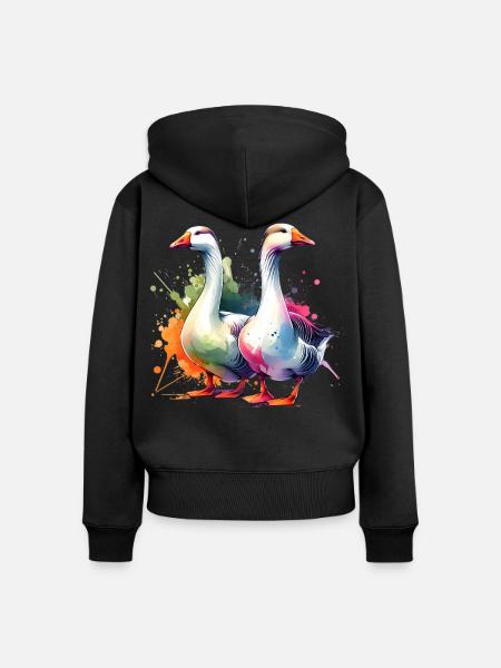 Pilgrim Gans Pilgrim Goose - Frauen Premium Bio Zip Hoodie - Schwarz