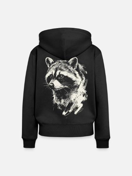 Frecher Waschbär - Frauen Premium Bio Zip Hoodie - Schwarz