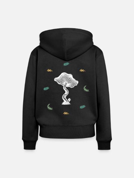 Pilzevollform & Farnekreisfeld - Botanik - Frauen Premium Bio Zip Hoodie - Schwarz
