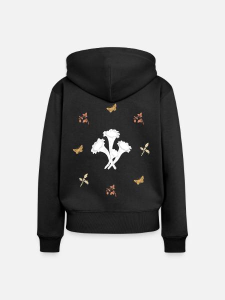 Pilze & Schmetterling - Dark Botanical - Frauen Premium Bio Zip Hoodie - Schwarz
