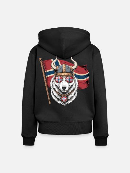 Viking Wolf Norway - Frauen Premium Bio Zip Hoodie - Schwarz