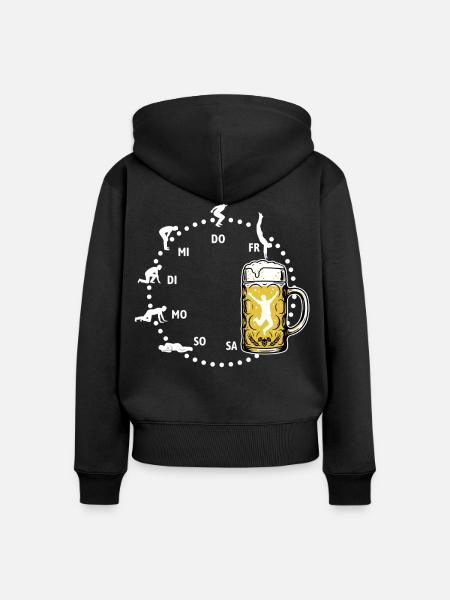 Bier Woche | Evolution | Bierglas | Saufen - Frauen Premium Bio Zip Hoodie - Schwarz