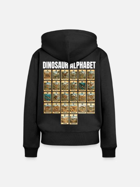 Dinosaurier-Alphabet Dino Lover Kinder Jungs - Frauen Premium Bio Zip Hoodie - Schwarz