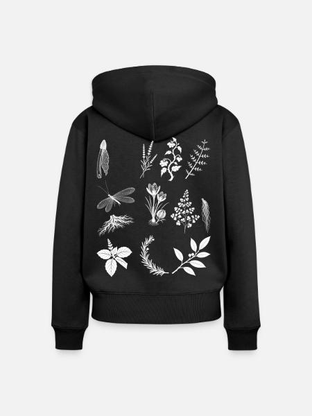 Kräuter & Baumwurzeln & Rosmarin - Dark Botanical - Frauen Premium Bio Zip Hoodie - Schwarz
