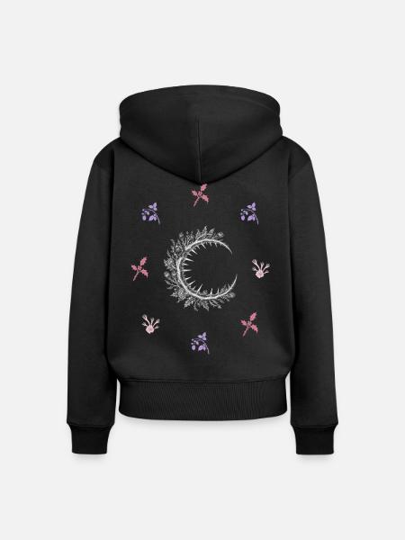 Dornenmond & Stechpalme - Dark Botanical - Frauen Premium Bio Zip Hoodie - Schwarz