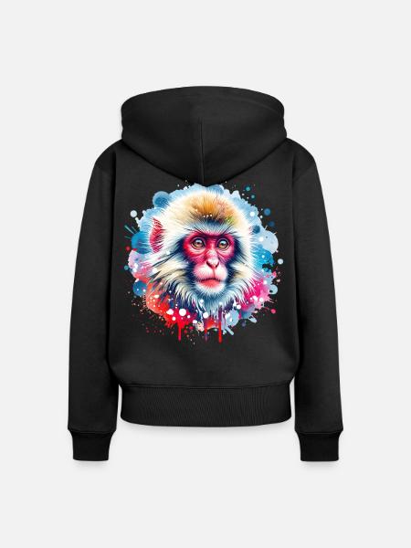 Schneeaffe Motiv - Frauen Premium Bio Zip Hoodie - Schwarz