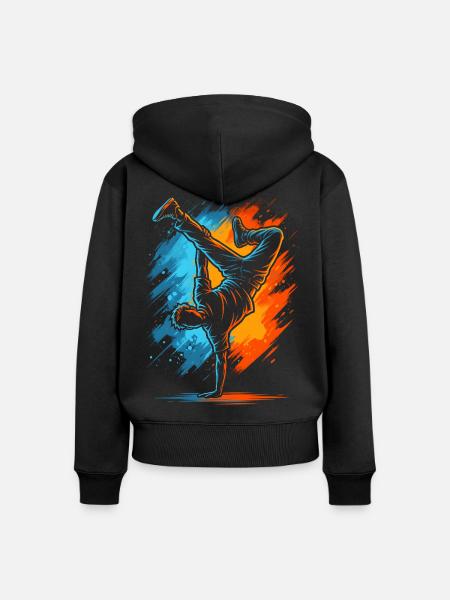 Breakdancing Kinder Herren Jungen Breakdance - Frauen Premium Bio Zip Hoodie - Schwarz