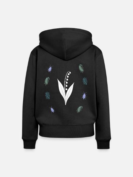 Maiglöckchen & Leuchtkäfer - Dark Botanical - Frauen Premium Bio Zip Hoodie - Schwarz
