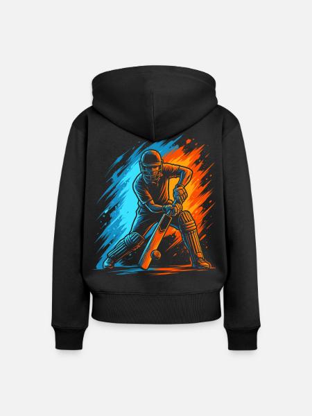 Cricket Herren Kinder Cricketspieler - Frauen Premium Bio Zip Hoodie - Schwarz