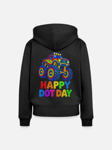 Happy Dot Day Monster Truck - Frauen Premium Bio Zip Hoodie - Schwarz