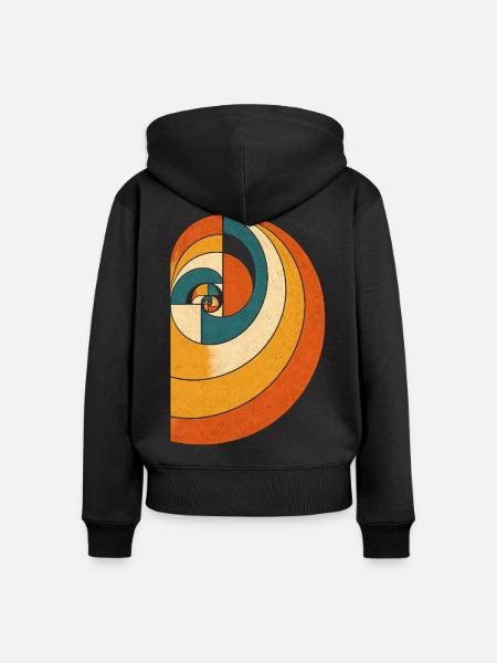 Fibonacci Spirale – Retro Mathematik Geometrie - Frauen Premium Bio Zip Hoodie - Schwarz