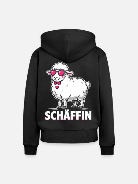 Schäffin Beste Chefin Teamleiterin Schaf - Frauen Premium Bio Zip Hoodie - Schwarz