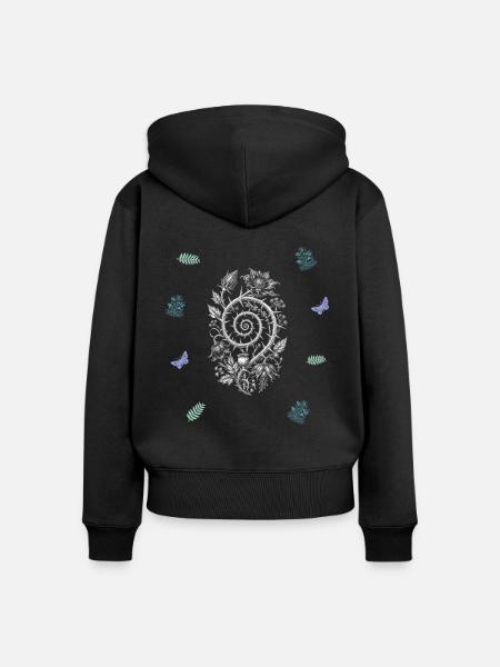 Dornenspirale & Farn & Beerenzweig - Botanik - Frauen Premium Bio Zip Hoodie - Schwarz