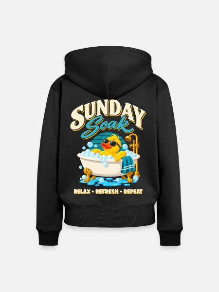 Sunday Soak Badeente – Relax Refresh Repeat - Frauen Premium Bio Zip Hoodie - Schwarz
