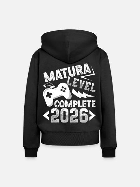 Matura Level Complete Zocker - Frauen Premium Bio Zip Hoodie - Schwarz
