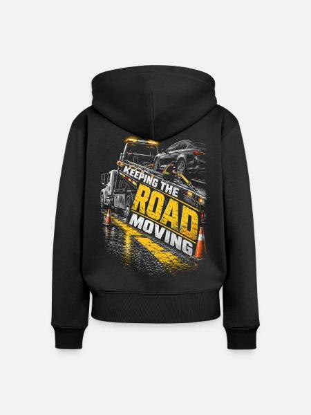 Abschleppfahrer Keeping The Road Moving - Frauen Premium Bio Zip Hoodie - Schwarz