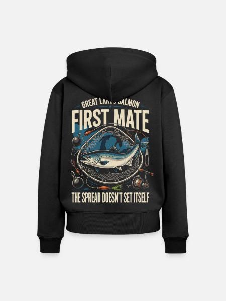 Great Lakes First Mate Salmon - Frauen Premium Bio Zip Hoodie - Schwarz