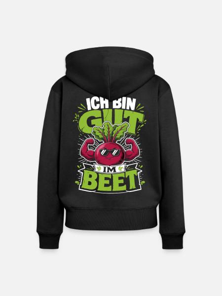 Ich bin gut im Beet Gärtner - Frauen Premium Bio Zip Hoodie - Schwarz