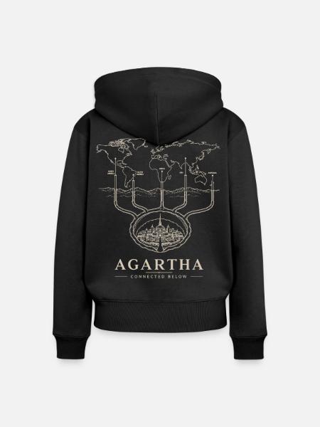 Agartha Connected Below - Frauen Premium Bio Zip Hoodie - Schwarz