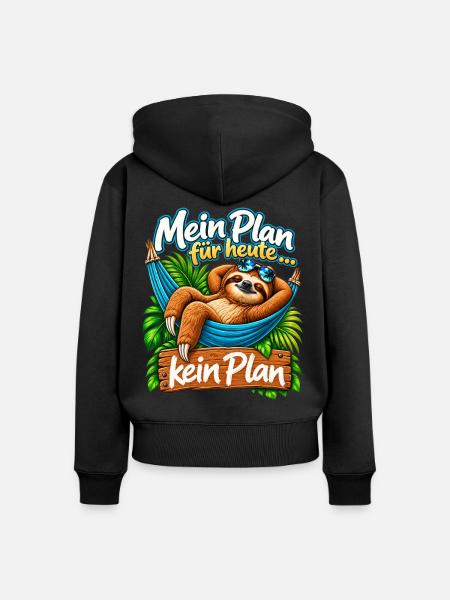 Mein Plan für heute – Faultier - Frauen Premium Bio Zip Hoodie - Schwarz