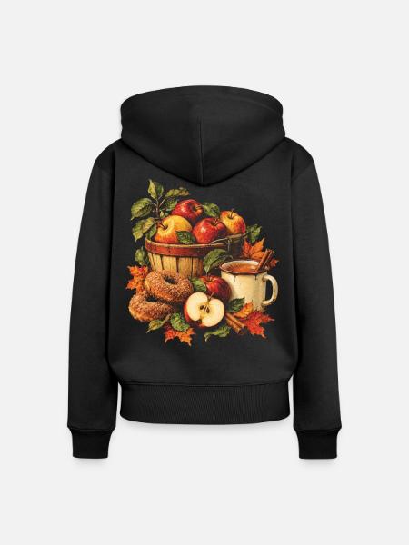Apfelgarten-Donuts Herbsternte - Frauen Premium Bio Zip Hoodie - Schwarz
