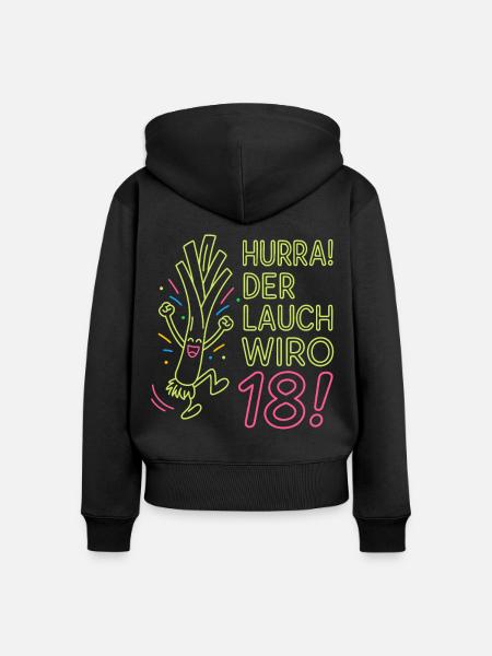 Hurra der Lauch wird 18 Jahre - Frauen Premium Bio Zip Hoodie - Schwarz