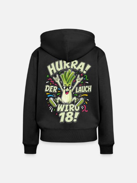 Hurra der Lauch wird erwachsen - Frauen Premium Bio Zip Hoodie - Schwarz
