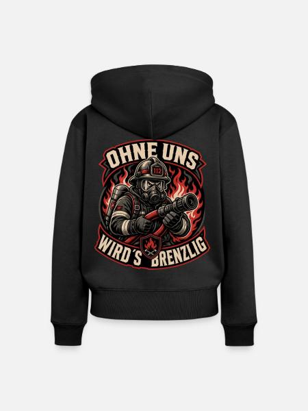 Feuerwehr - Frauen Premium Bio Zip Hoodie - Schwarz