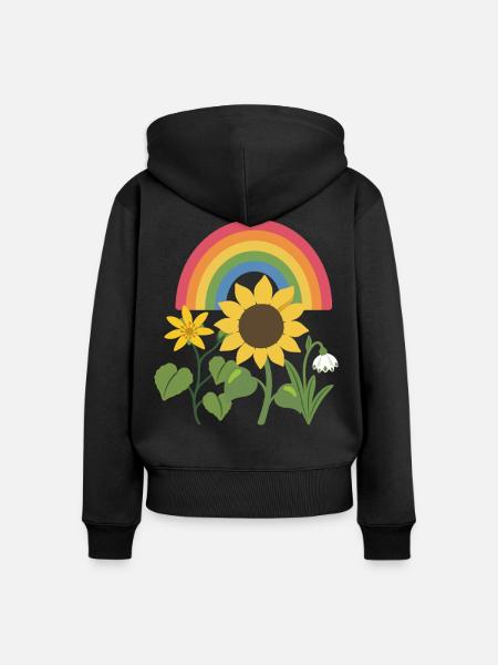 Natur · Blumen · Bunte Sonnenblume - Frauen Premium Bio Zip Hoodie - Schwarz