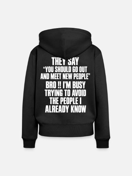 Lustiger Spruch Menschenmuffel - Frauen Premium Bio Zip Hoodie - Schwarz