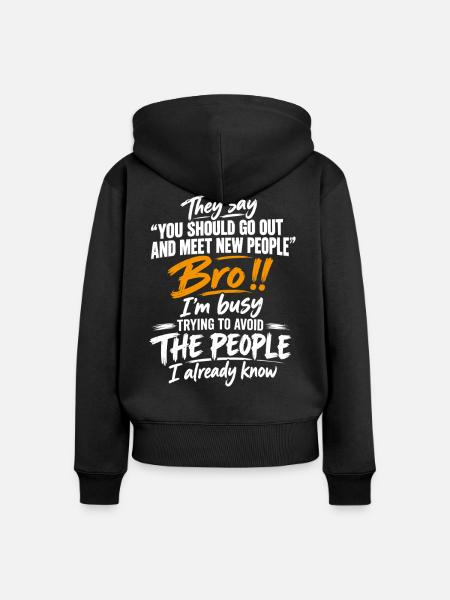 Menschenhasser Schwarzer Humor - Frauen Premium Bio Zip Hoodie - Schwarz