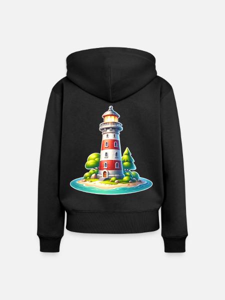 Leuchtturm - Frauen Premium Bio Zip Hoodie - Schwarz