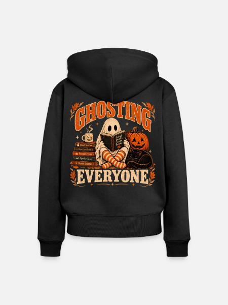 Ghosting Everyone Funny Book Lover Halloween - Frauen Premium Bio Zip Hoodie - Schwarz
