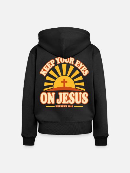 Jesus Bibelvers Glaube Botschaft - Frauen Premium Bio Zip Hoodie - Schwarz