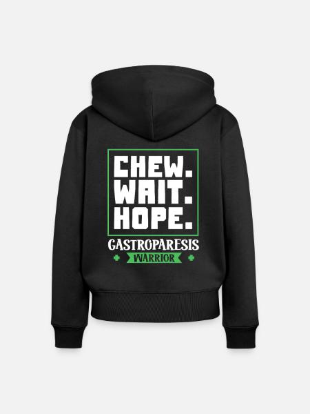 Kauen. Warten. Hoffen. - Gastroparese - Frauen Premium Bio Zip Hoodie - Schwarz