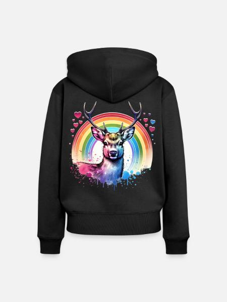 Weisswedelhirsch Motiv - Frauen Premium Bio Zip Hoodie - Schwarz