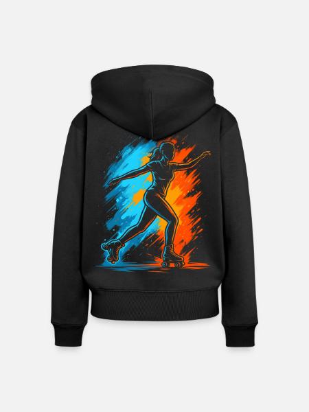 Roller Skates Rollerskates Damen Mädchen Rollschuh - Frauen Premium Bio Zip Hoodie - Schwarz