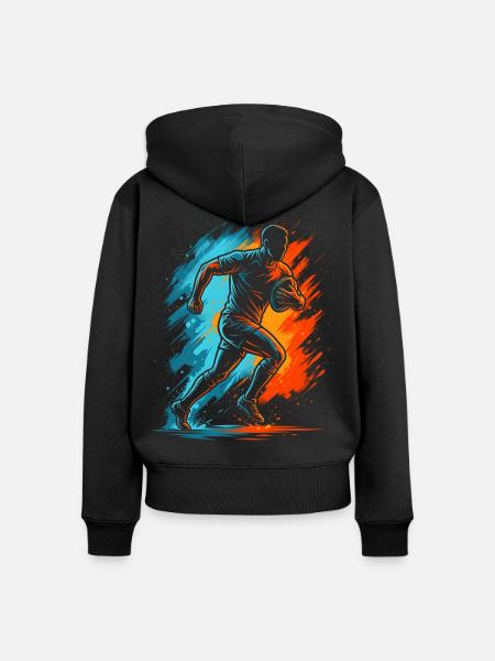 Rugbyspieler Jungen Herren Rugby - Frauen Premium Bio Zip Hoodie - Schwarz