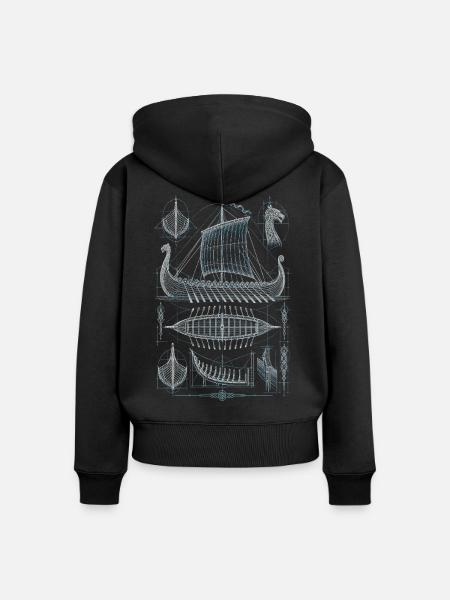 Norwegen Norweger Wikingerschiff - Frauen Premium Bio Zip Hoodie - Schwarz