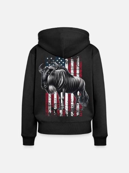 Wildebeest US Gnu - Frauen Premium Bio Zip Hoodie - Schwarz