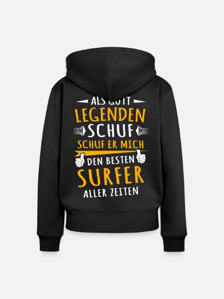 Surfer - Frauen Premium Bio Zip Hoodie - Schwarz
