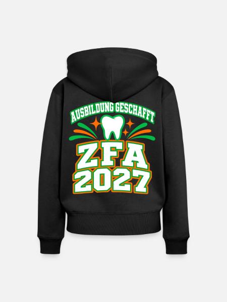 Ausbildung geschafft – ZFA Abschluss 2027 - Frauen Premium Bio Zip Hoodie - Schwarz
