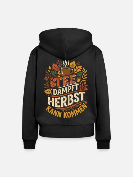 Tee dampft Herbst kann kommen - Frauen Premium Bio Zip Hoodie - Schwarz
