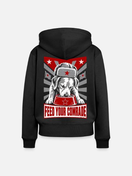 Kamerad Hund Futterbanner Propaganda - Frauen Premium Bio Zip Hoodie - Schwarz
