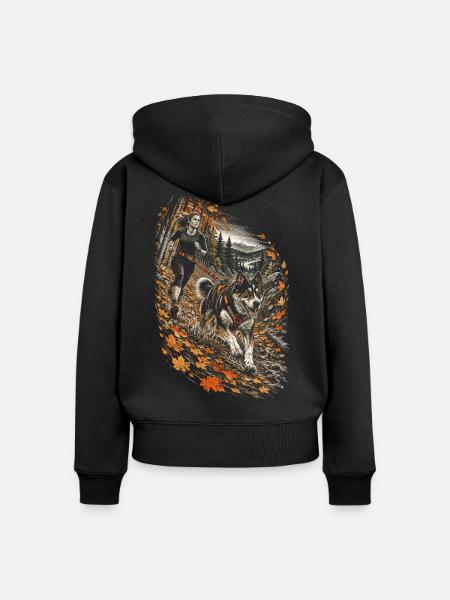 Canicross Hundesport Hundelauf - Frauen Premium Bio Zip Hoodie - Schwarz
