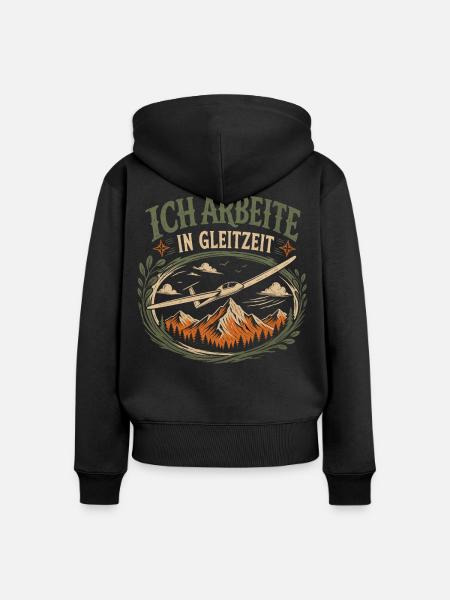 Arbeite in Gleitzeit Segelflieger - Frauen Premium Bio Zip Hoodie - Schwarz