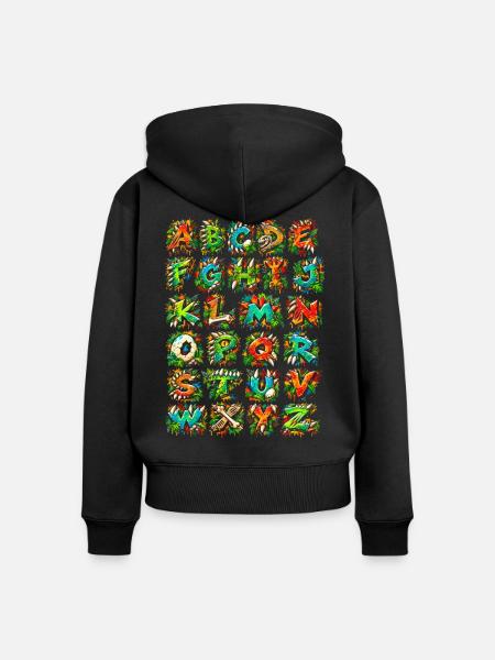 Explosives Tropenalphabet - Frauen Premium Bio Zip Hoodie - Schwarz