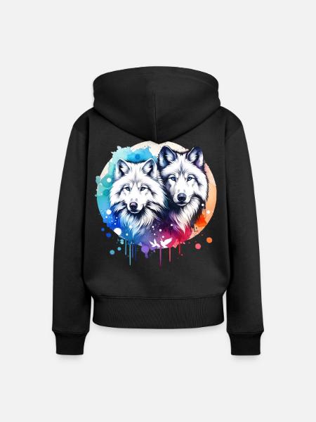 Polarwolf Geschenk - Frauen Premium Bio Zip Hoodie - Schwarz