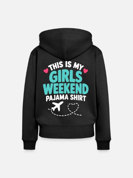 Mädchen-Wochenend-Pyjama-Hemd-Reiseflugzeug - Frauen Premium Bio Zip Hoodie - Schwarz